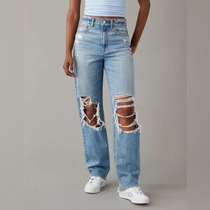 AE Strigid Ripped Highest Waist Baggy Straight Jean